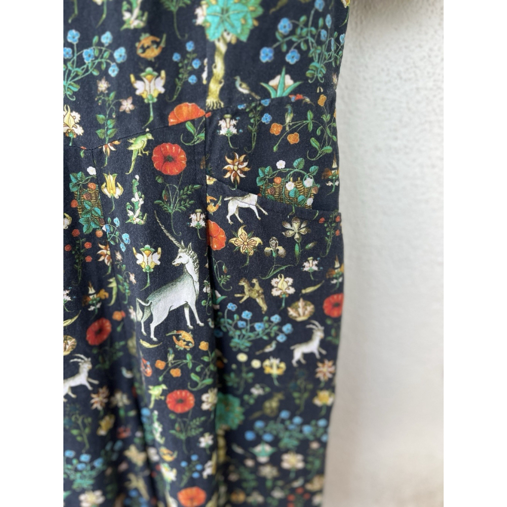 Samantha Pleet Garden Jumpsuit Puff Sleeve 2 Black Illuminated Ethereal Floral - Picture 13 of 14